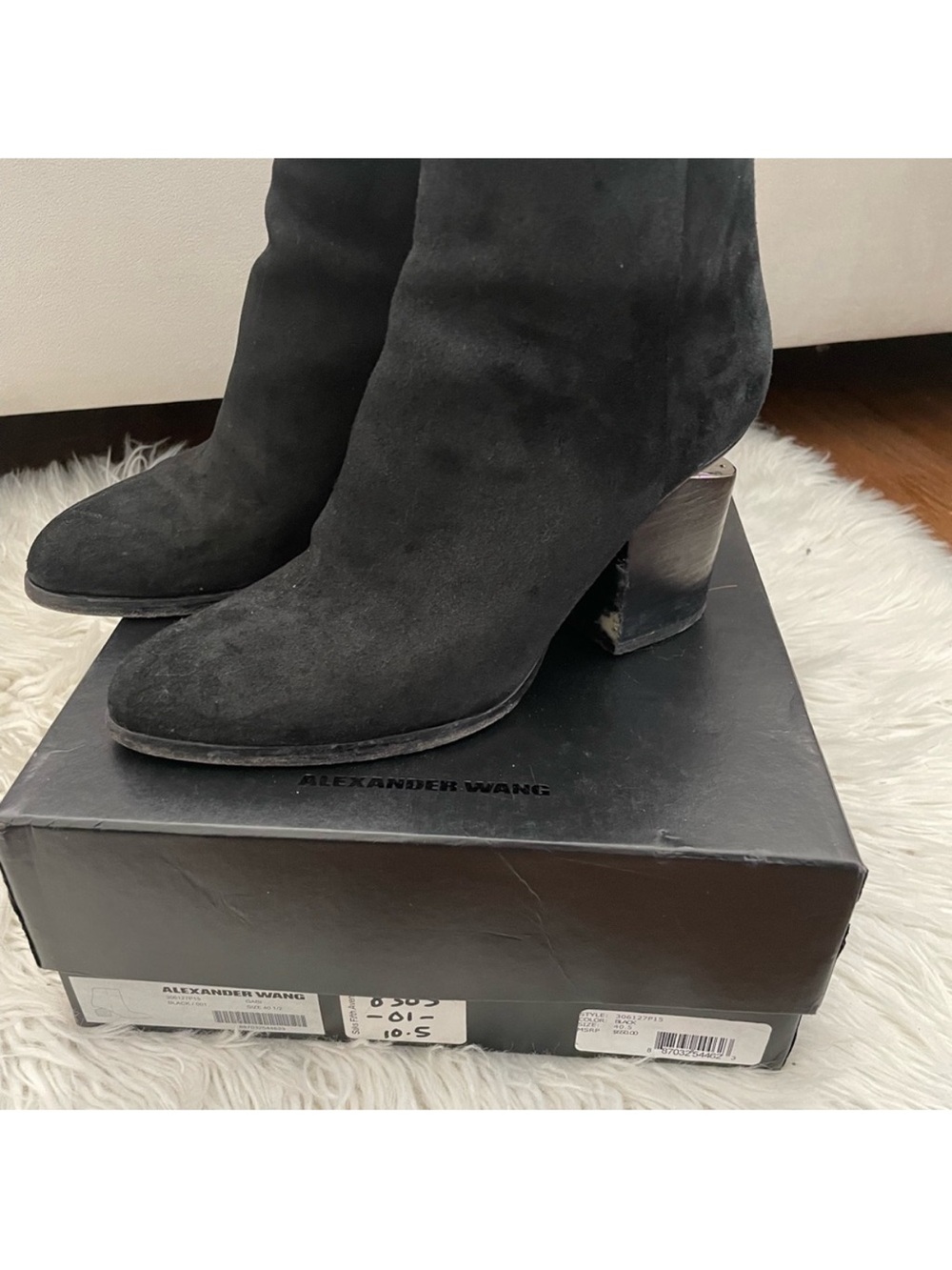 Alexander Wang Gabi Suede Ankle Boots 40 (US 9–9.5) | Black Block Heel Booties